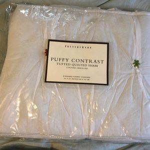 2 Pottery Barn Puffy Contrast Tufted Quilted Shams